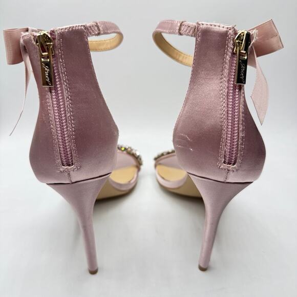 Jewel Badgley Mischka Daley Satin Rhinestone Ankle Strap Heels Size US 9 - Picture 7 of 12